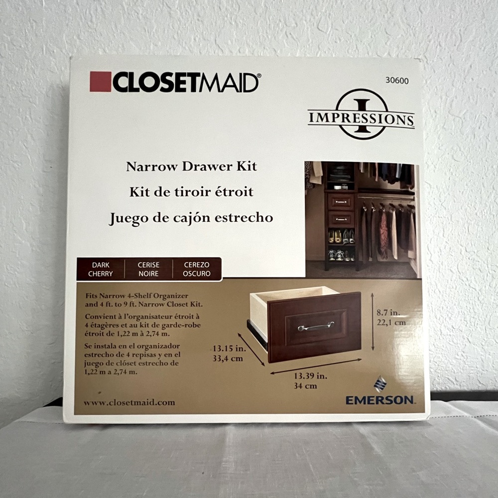 ClosetMaid Narrow Drawer Kit, Dark Cherry, New In Box